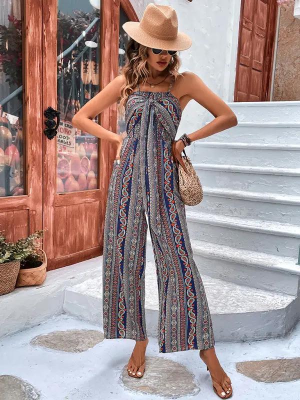 Chic bohemian ethnic print jumpsuit