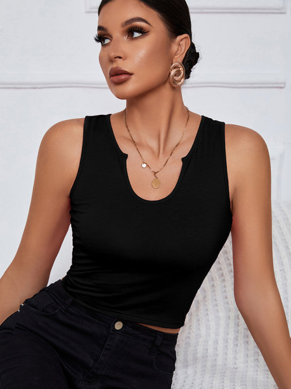 Kurze Strickweste für Damen mit U-Ausschnitt und All-Match-Design