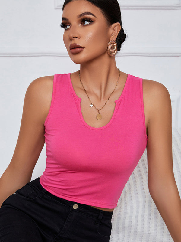 Kurze Strickweste für Damen mit U-Ausschnitt und All-Match-Design