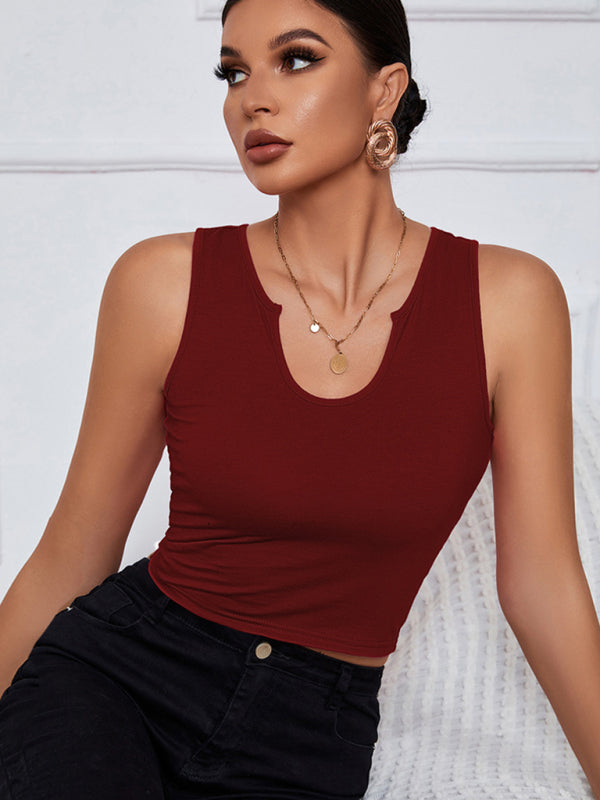 Kurze Strickweste für Damen mit U-Ausschnitt und All-Match-Design