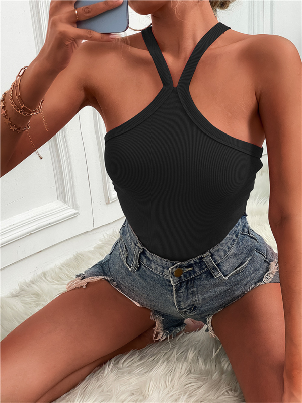 Débardeur à col croisé de couleur unie pour femmes