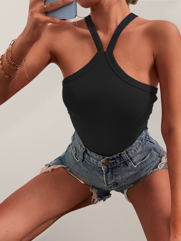 Débardeur à col croisé de couleur unie pour femmes