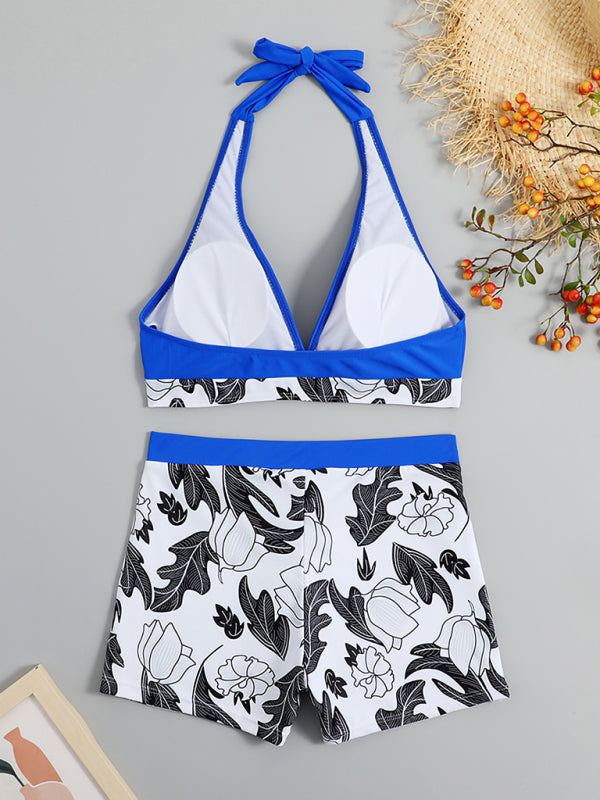 Ensemble haut de bikini imprimé et short taille haute pour femme