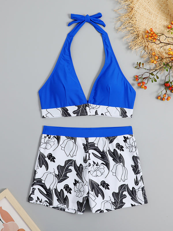 Ensemble haut de bikini imprimé et short taille haute pour femme