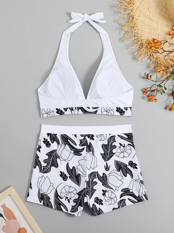 Ensemble haut de bikini imprimé et short taille haute pour femme