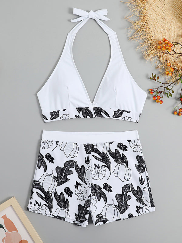 Ensemble haut de bikini imprimé et short taille haute pour femme
