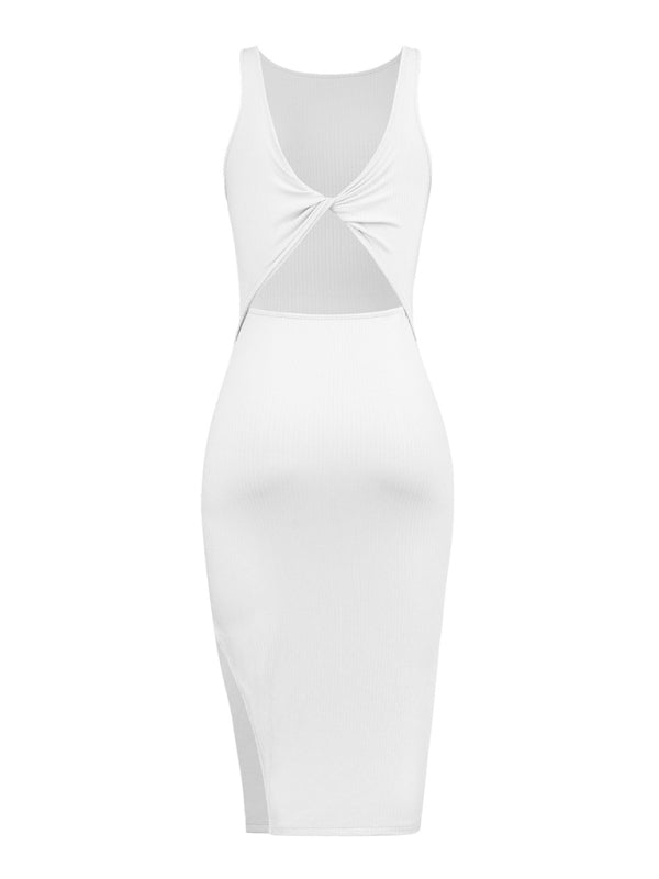 Robe tricotée sans manches pour femmes, Sexy, réversible, couverture de hanche