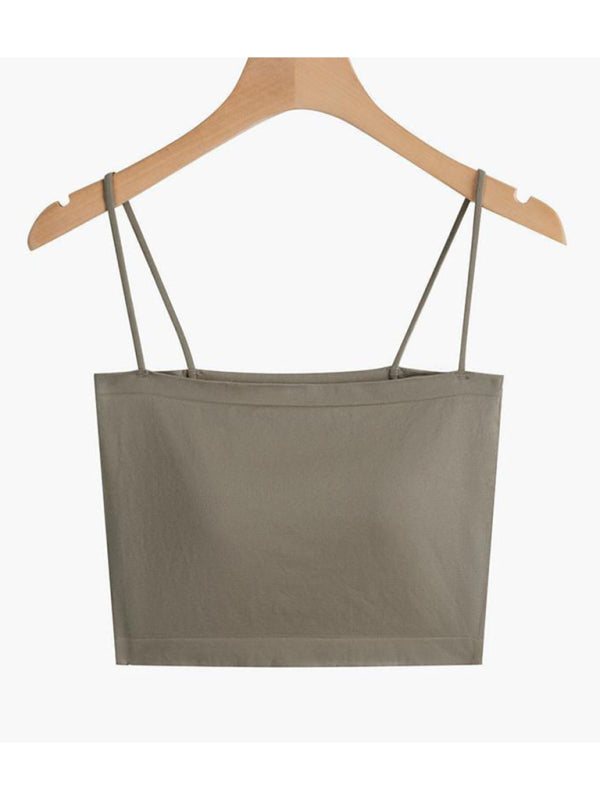 Camisole courte tricotée à haute élasticité pour femme