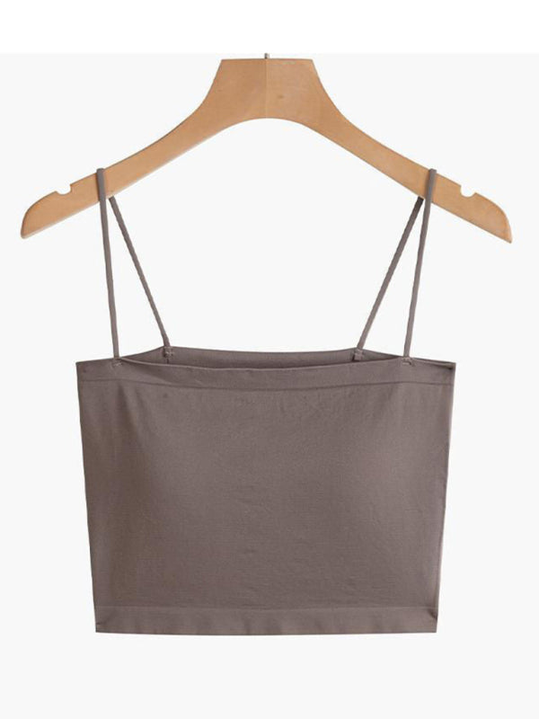 Camisole courte tricotée à haute élasticité pour femme