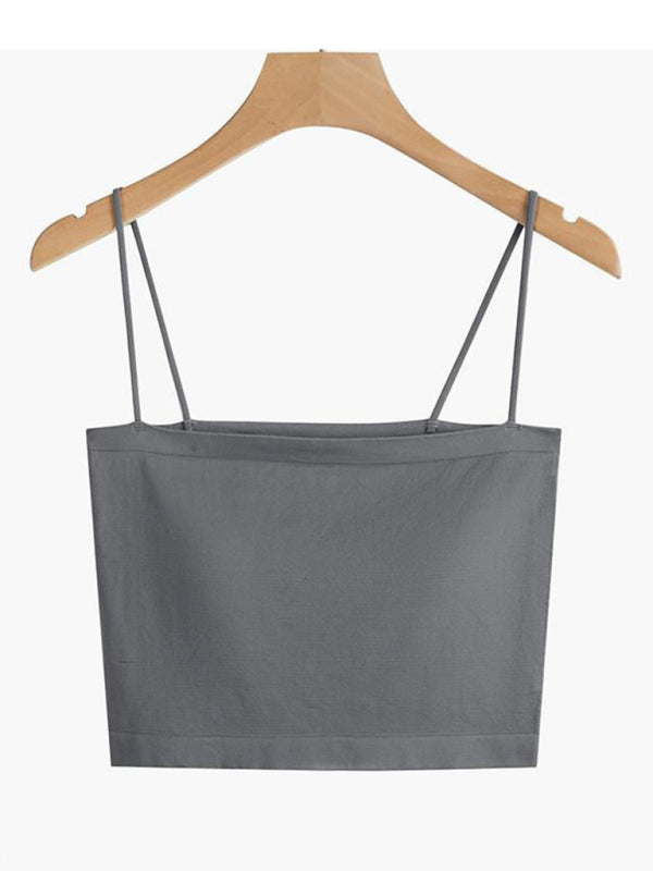Camisole courte tricotée à haute élasticité pour femme