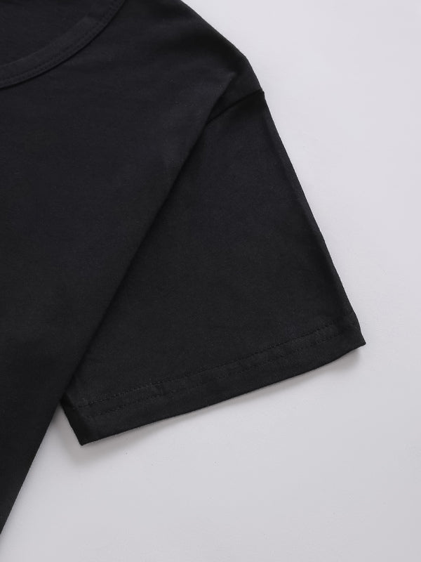 Süßes Rundhals-T-Shirt mit Leoparden-Häschen