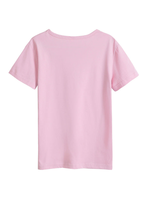 Süßes Rundhals-T-Shirt mit Leoparden-Häschen