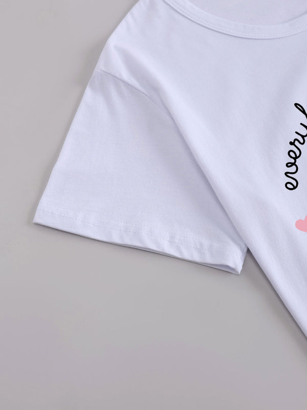 Lässiges T-Shirt mit Rundhalsausschnitt und Hasen-Print