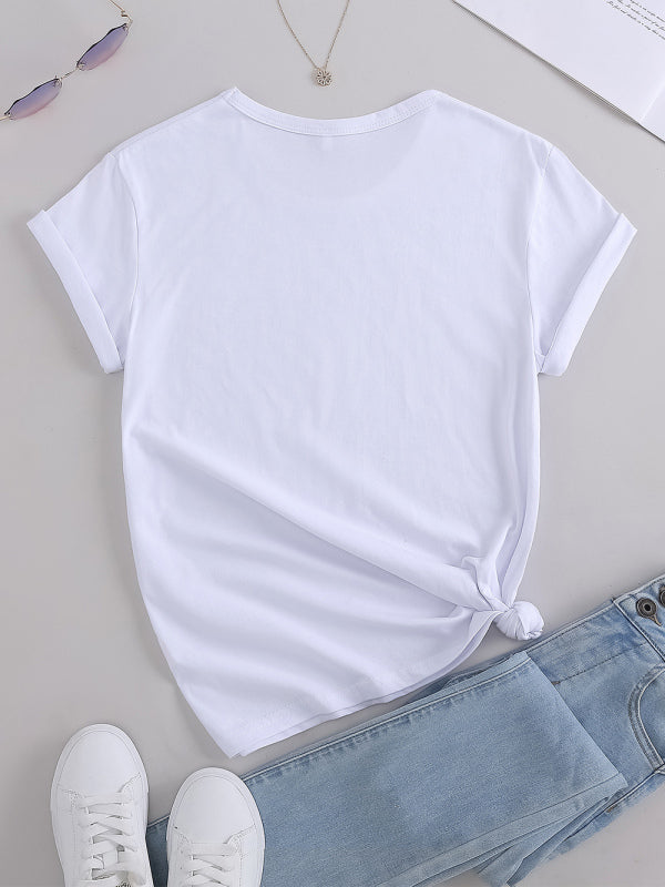Lässiges T-Shirt mit Rundhalsausschnitt und Hasen-Print