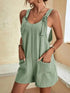 Green lace-up casual overalls with patch pockets
