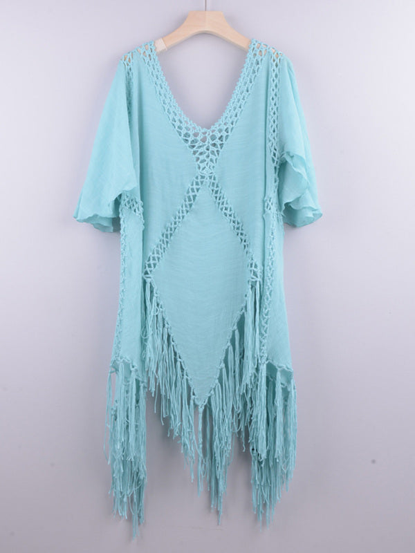 Neuer Stil mit Handhaken, Sonnenschutz, Oberteil, Jacke, Quaste, unregelmäßiger Bikini-Strand-Vertuschung