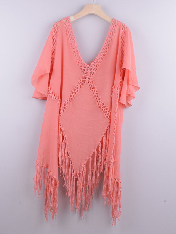 Neuer Stil mit Handhaken, Sonnenschutz, Oberteil, Jacke, Quaste, unregelmäßiger Bikini-Strand-Vertuschung