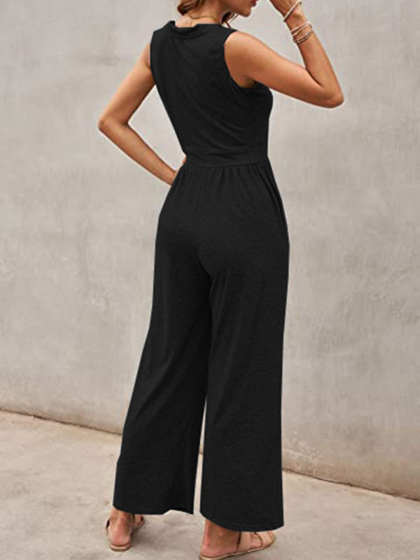 Black sleeveless jumpsuit back view