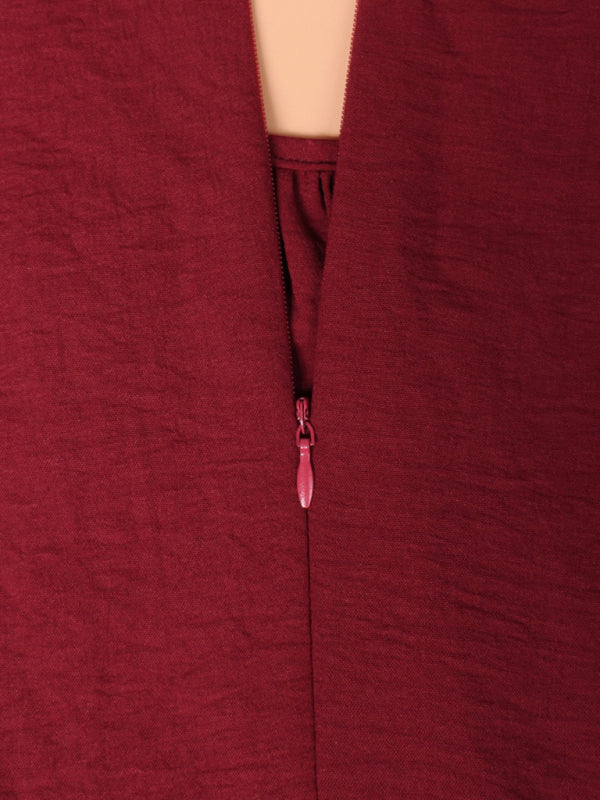 Robe à col rond vacances décontractée sans manches robe de couleur unie ample