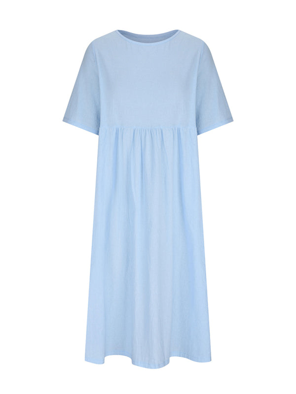 Robe midi ample à col rond et demi-manches
