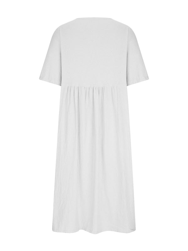 Robe midi ample à col rond et demi-manches