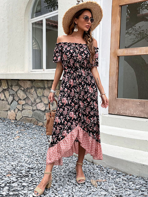 Robe imprimée à col unique pour femmes, nouveau style, tempérament