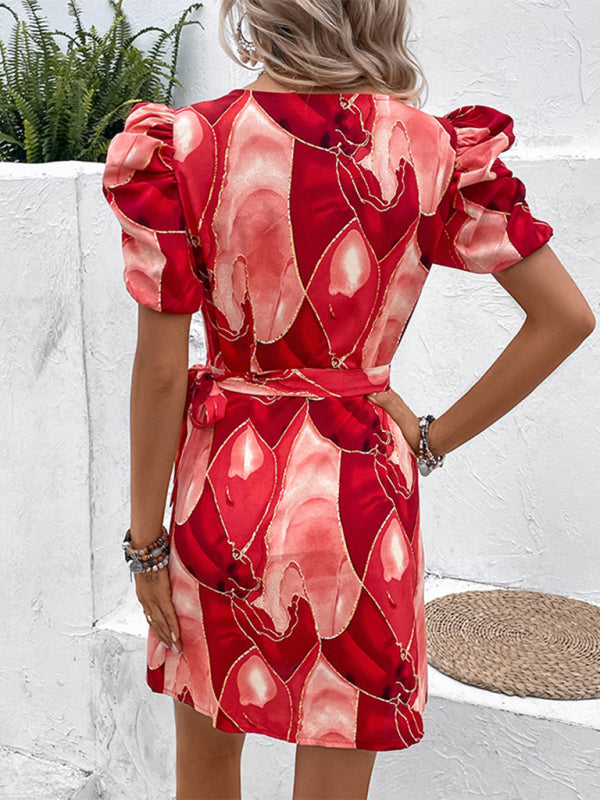 Robe une pièce florale à col en v, nouvelle mode