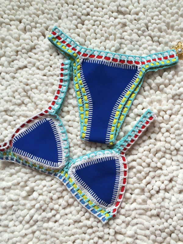 Nouveau Bikini noir or tissé à la main coloré maillot de bain une pièce