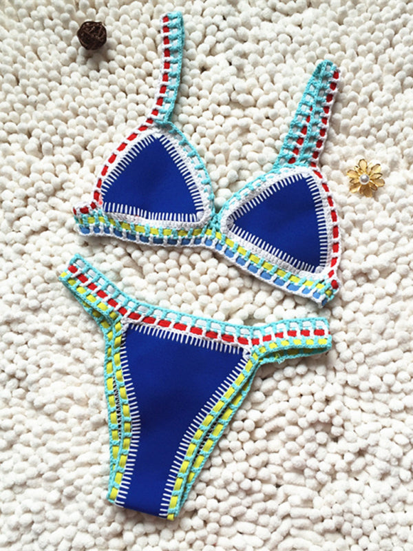 Nouveau Bikini noir or tissé à la main coloré maillot de bain une pièce