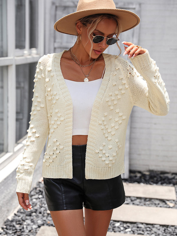 Gestrickter Cardigan-Mantelpullover für Damen mit dreidimensionalem Muster