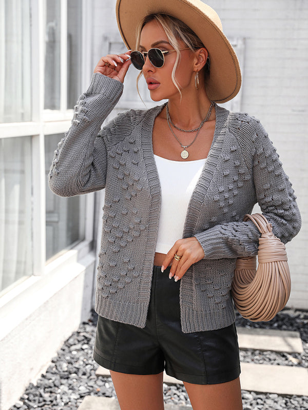 Gestrickter Cardigan-Mantelpullover für Damen mit dreidimensionalem Muster