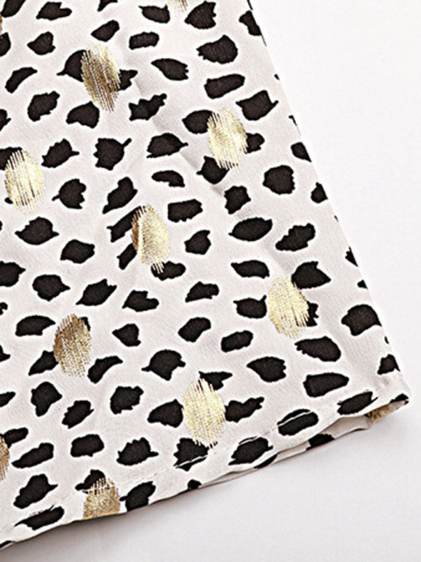 Chemise manches longues à volants bronzants à pois