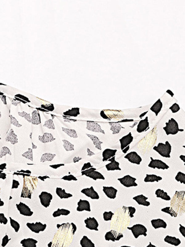 Chemise manches longues à volants bronzants à pois