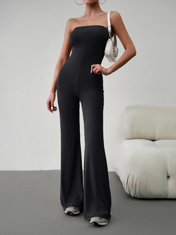 Black slim sexy tube top jumpsuit, elegant design