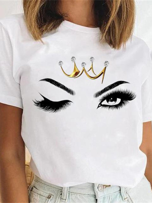 T-Shirt mit Lippengrafik und Leopardenmuster für Damen
