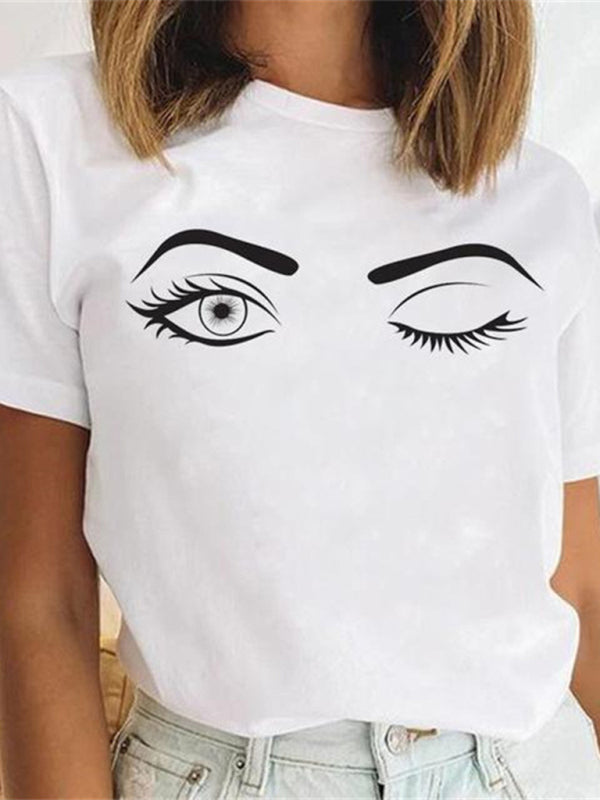 T-Shirt mit Lippengrafik und Leopardenmuster für Damen