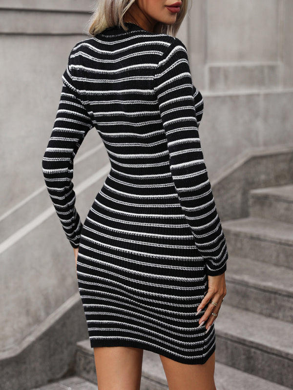 Pull mi-long à rayures intercolores pour femme