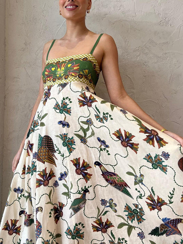 Nouvelle robe sexy sans manches à imprimé fronde