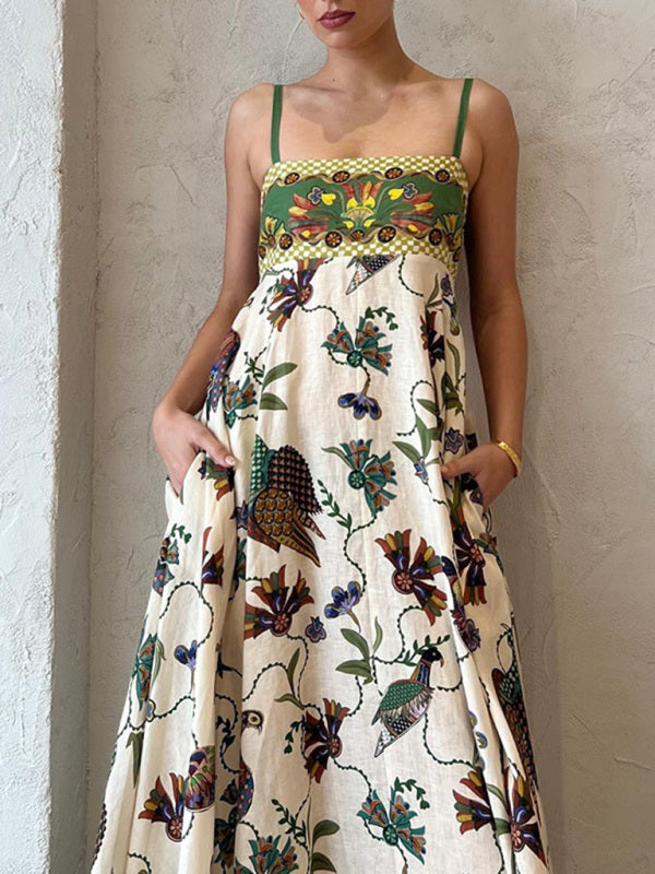 Nouvelle robe sexy sans manches à imprimé fronde
