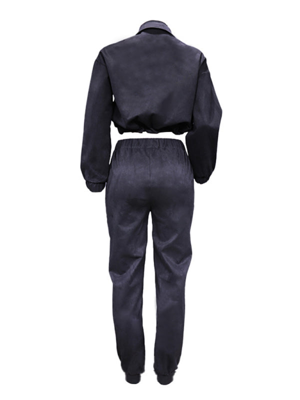 Neu Damenmode Mantel Haremshose Casual Sports Zweiteiliges Set