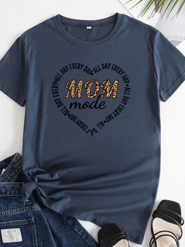 Navy blue Mom mode T-shirt with heart design