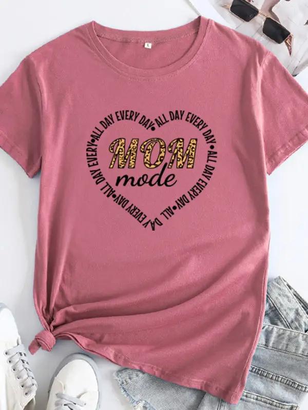 Rose pink Mom mode T-shirt with heart design