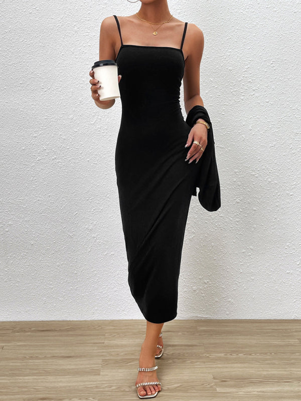 Elegantes, einfarbiges, langärmliges Oberteilkleid für Damen im neuen Stil