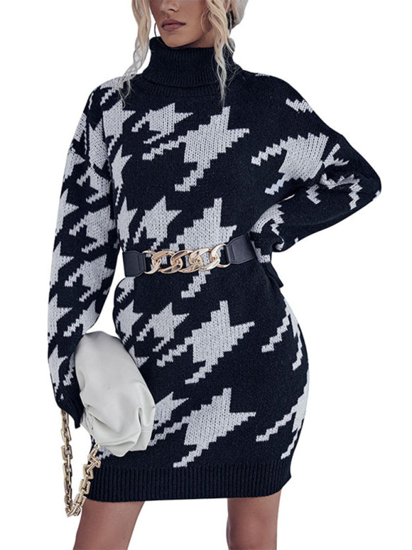 Robe pull ample à col roulé et manches longues pour femme