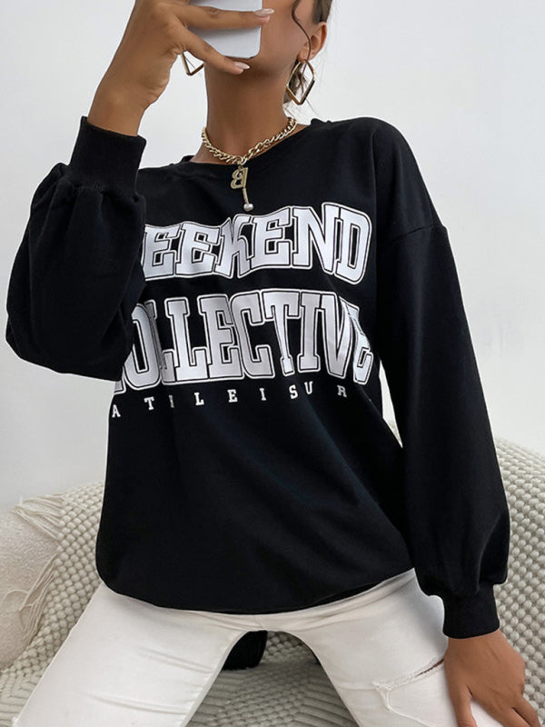 New round neck long sleeve pullover letter sweatshirt