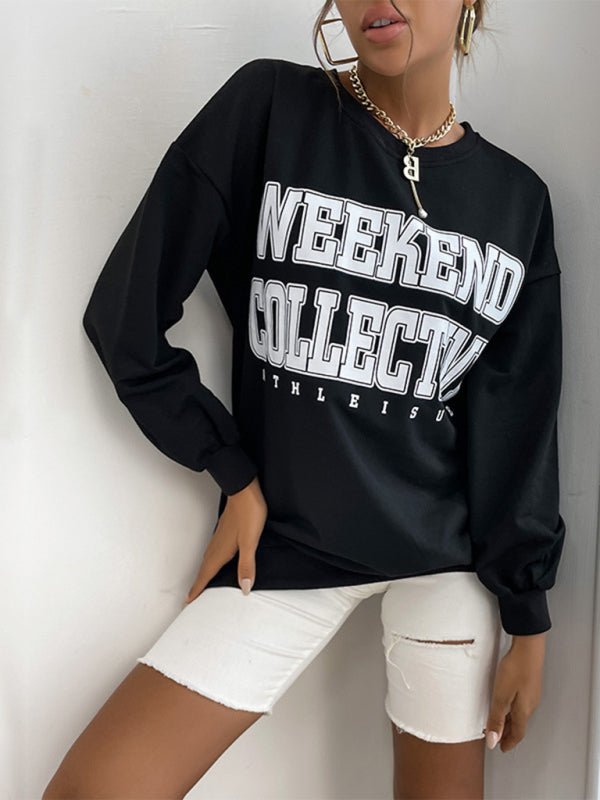 New round neck long sleeve pullover letter sweatshirt