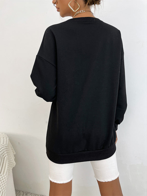 New round neck long sleeve pullover letter sweatshirt