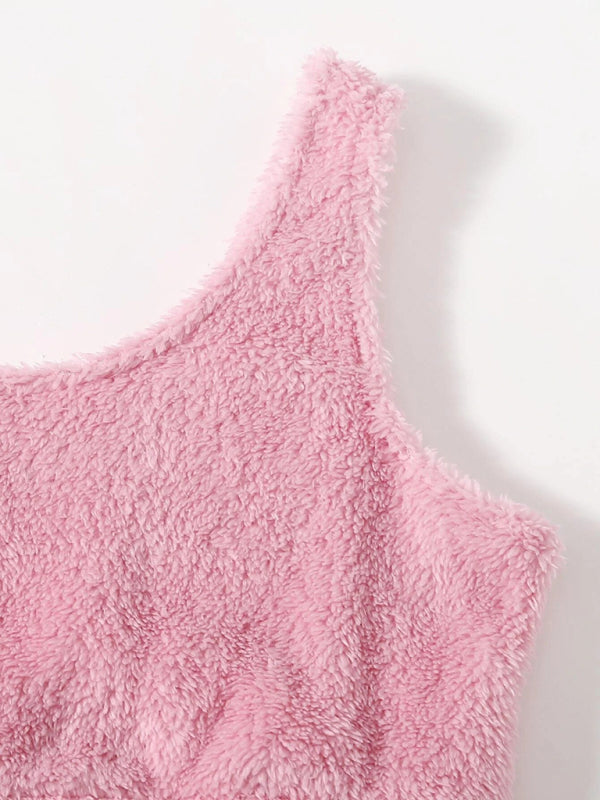 Plüschiges, lässiges, zweiteiliges Heimset mit Weste und Hose