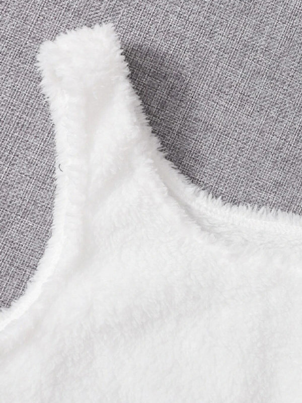 Plüschiges, lässiges, zweiteiliges Heimset mit Weste und Hose