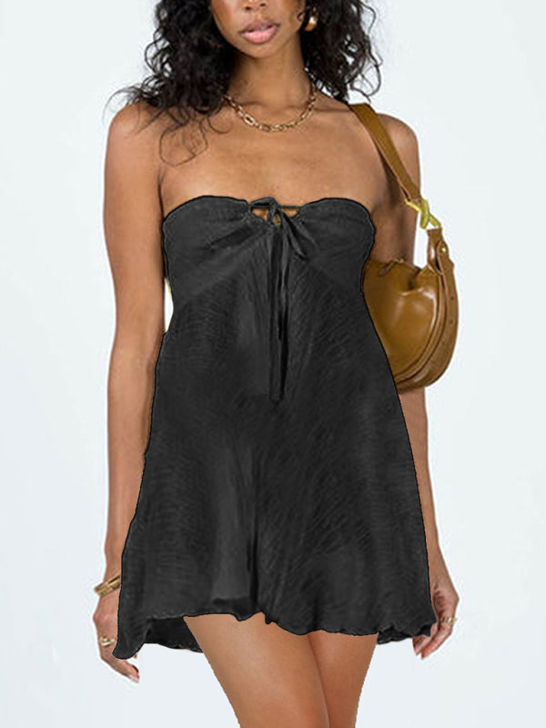 Robe bustier tubulaire Sexy, dos nu, couleur unie, taille haute, nouvelle mode pour femmes